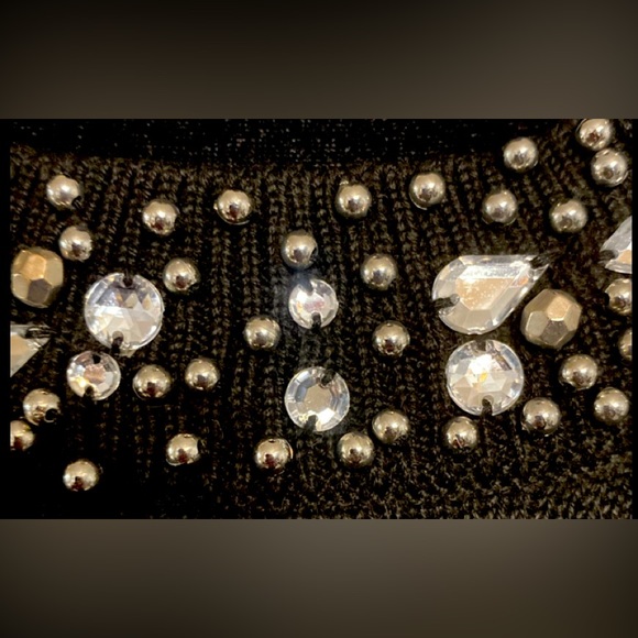 Cato Black open shoulder with beaded rhinestone collar sweater - Size medium - Picture 7 of 11